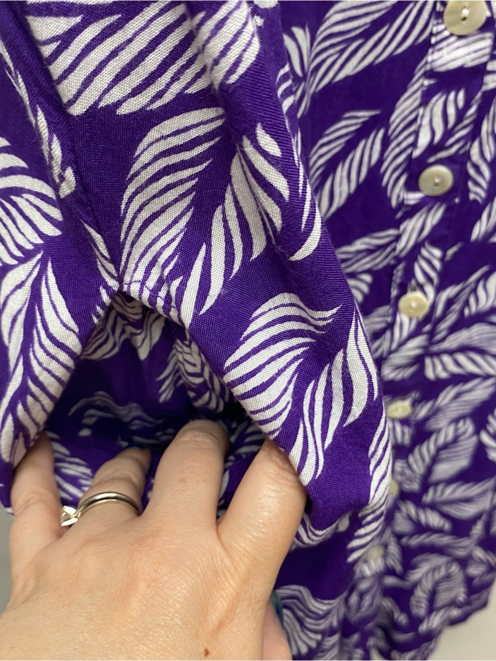 Vintage womens floral maxi dress medium purple button pockets tropical summer - Picture 5 of 7